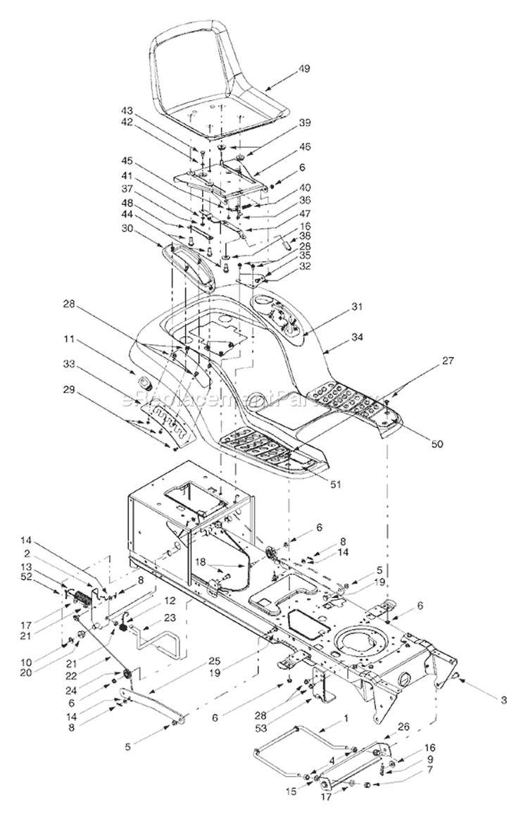 Page G Diagram and Parts List for 13AU604H401 2001 Yard Man Lawn Tractor